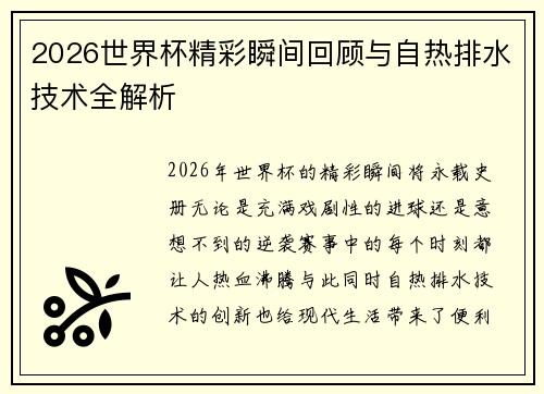 2026世界杯精彩瞬间回顾与自热排水技术全解析